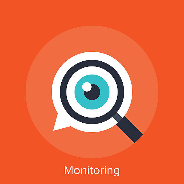 Monitoring Vector illustration of monitoring flat design concept. eye stock illustrations