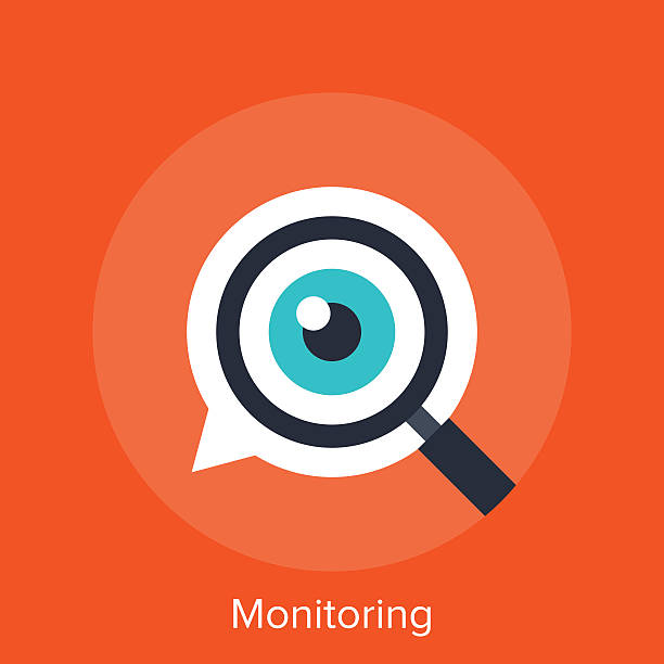 Monitoring Vector illustration of monitoring flat design concept. technology human eye eyesight stock illustrations