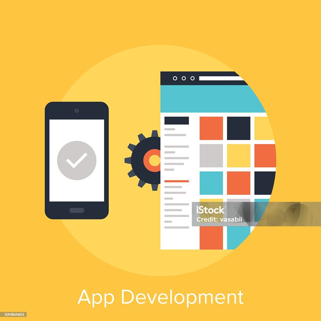 App Development Vector illustration of app development flat design concept. 2015 stock vector