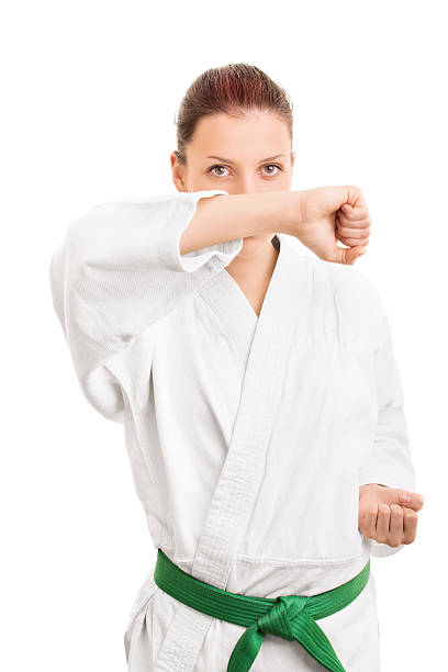 istock Young girl in kimono making a block 534865849