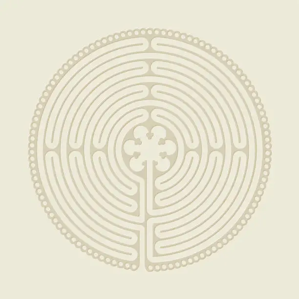 Vector illustration of Embossed labyrinth on beige paper (Religious symbol)