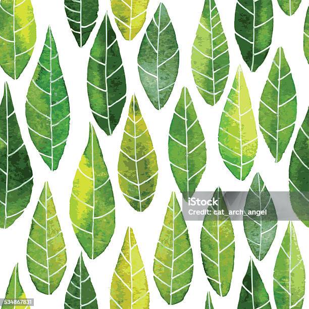 Seamless Pattern With Abstract Green Leaves Stock Illustration - Download Image Now - Watercolor Paints, Pattern, Tree