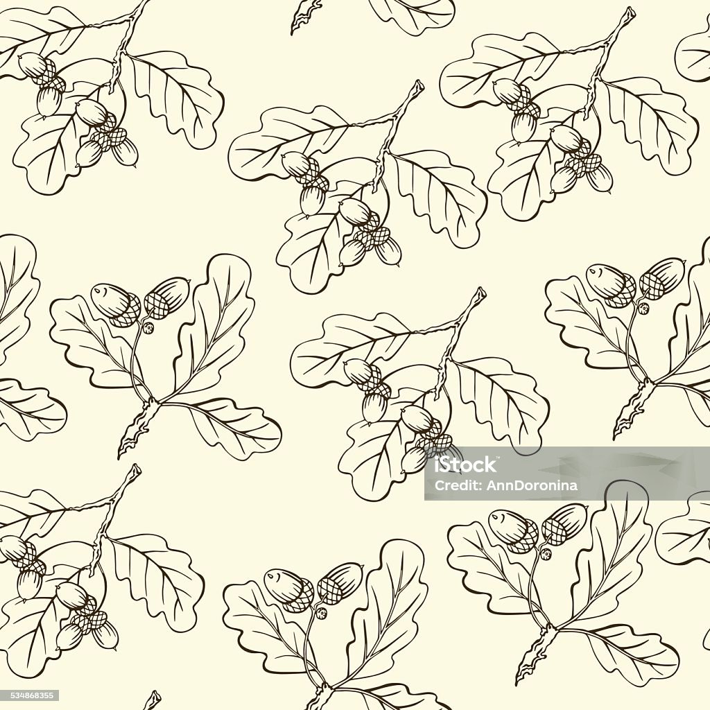 Vector Pattern With Oak Branches Stock Illustration - Download Image ...