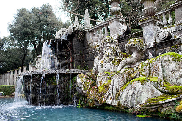 Tiber River Statue Villa Lante Italy stock photo