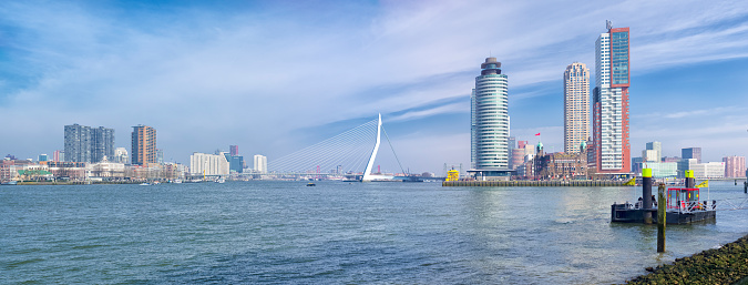 modern skyline of Rotterdam. Rotterdam is the only city in the Netherlands with a real skyline. Rotterdam is together with Frankfurt, Madrid, Paris, Moscow, Warsaw and London in the top European cities with high-rise buildings.