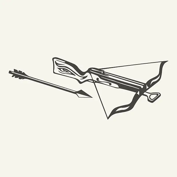 Vector illustration of illustration of crossbow. Black and white style