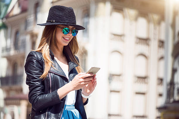 istock Modern young woman in a big city 534879288