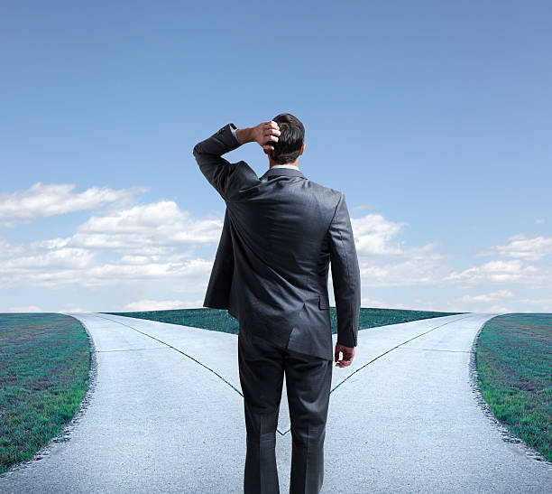 istock Businessman presented with the proverbial fork in the road 534887545