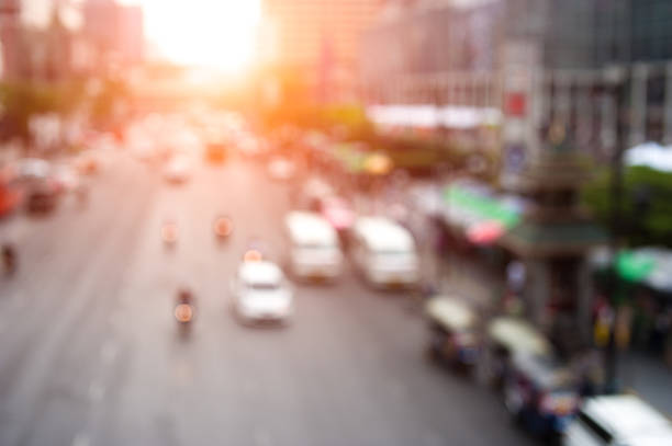 istock Abstract urban background with blurred buildings and street, 534887701