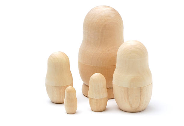 istock Set of five wooden unpainted matryoshkas 534888621