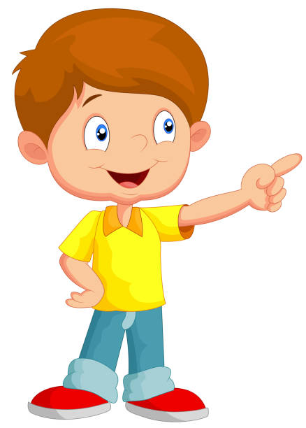 ilustraciones, imágenes clip art, dibujos animados e iconos de stock de little boy apuntando hacia afuera - confusion single object human finger one person