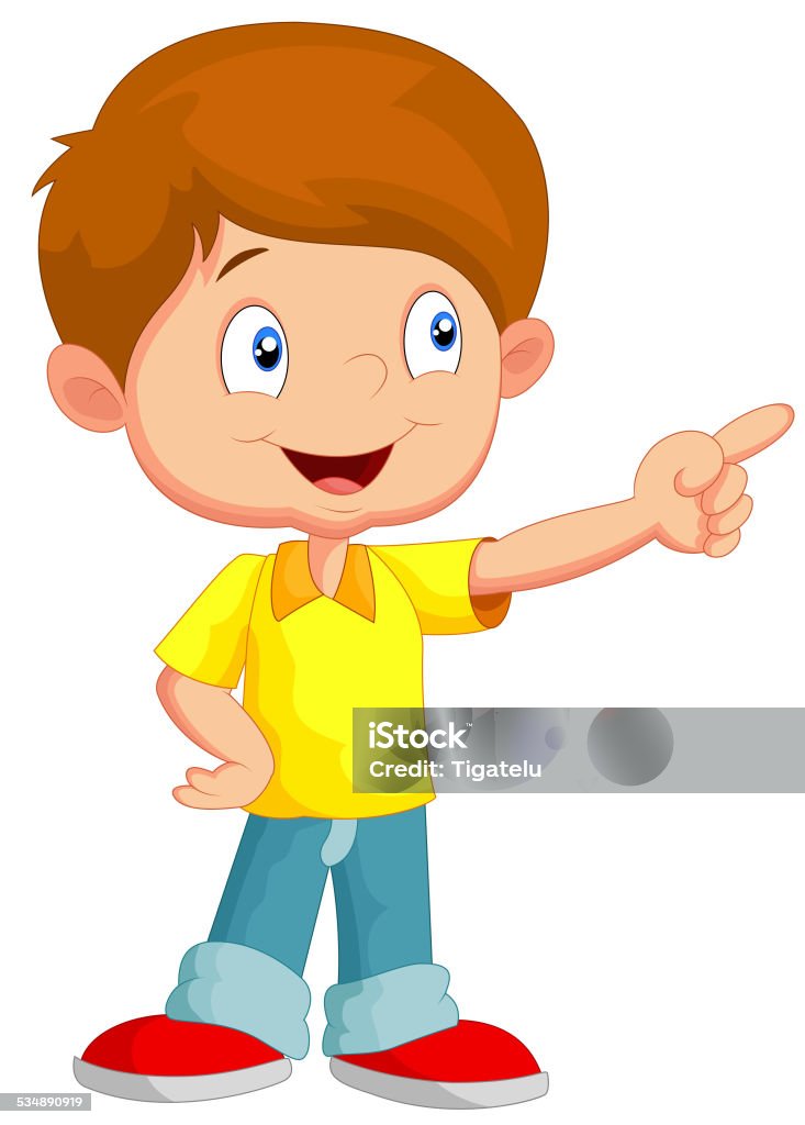 Little boy pointing away vector illustration of Little boy pointing away Child stock vector