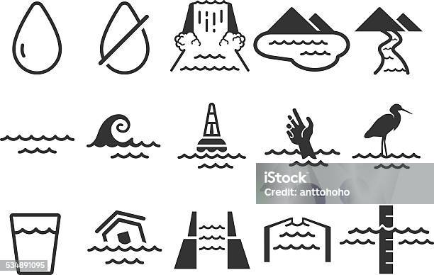 Water Icons Stock Illustration - Download Image Now - Icon Symbol, Flood, Dam