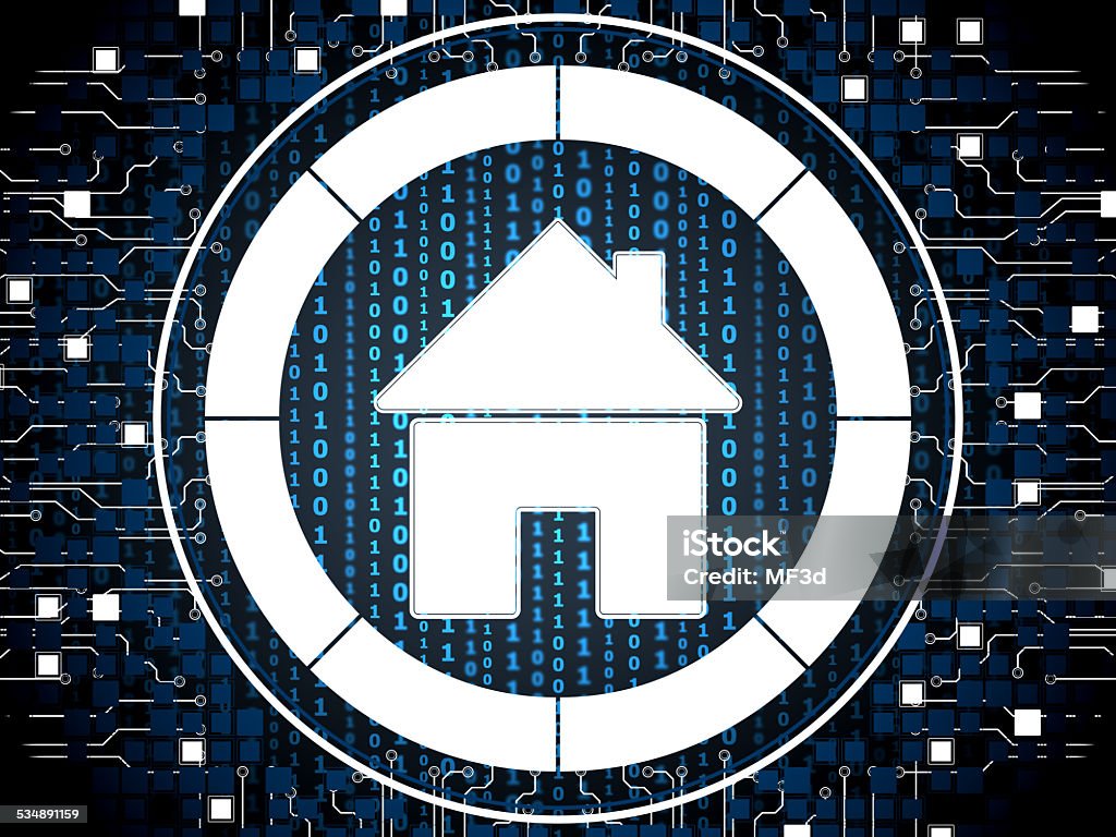 home icon home icon with binary data code 2015 stock illustration