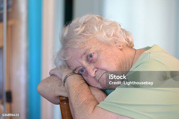 Portrait Of A Depressed Old Lady Stock Photo - Download Image Now - 70-79 Years, 80-89 Years, Adult