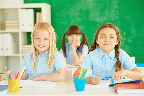 istock Smart school girls 534895225
