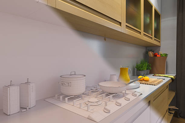 istock 3d render of  kitchen interior design in a modern style. 534916208