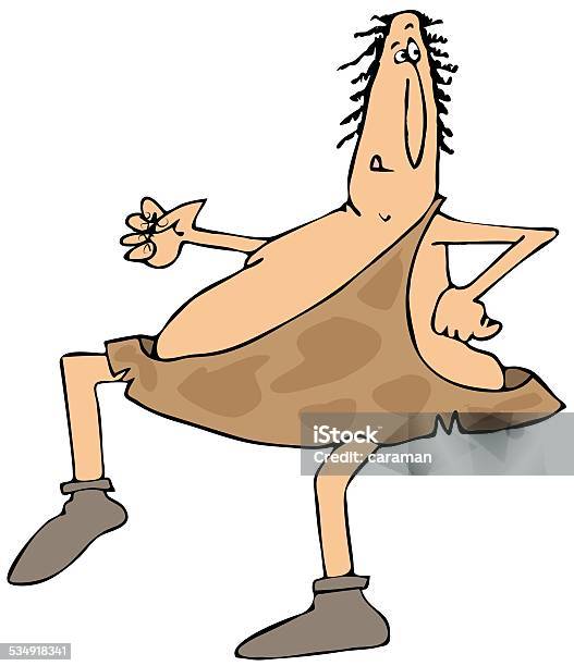 Sneaking Caveman Stock Illustration - Download Image Now - Caveman, 2015, Adult