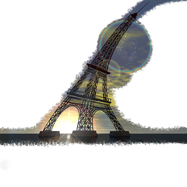 istock Eiffel Tower 3D folded in France grunge colors 534922813