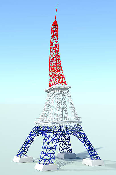 istock Eiffel Tower 3D twist with France colors 534922929