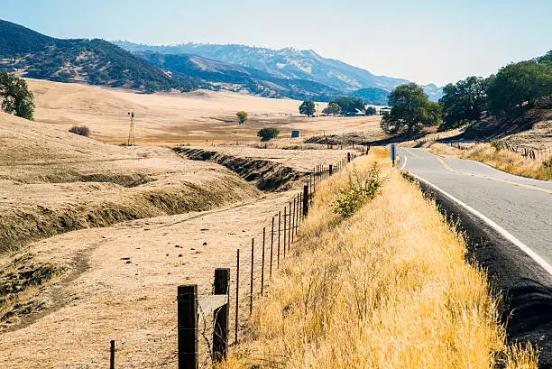 Highway 25 follows the San Andreas Fault through the California coast range.