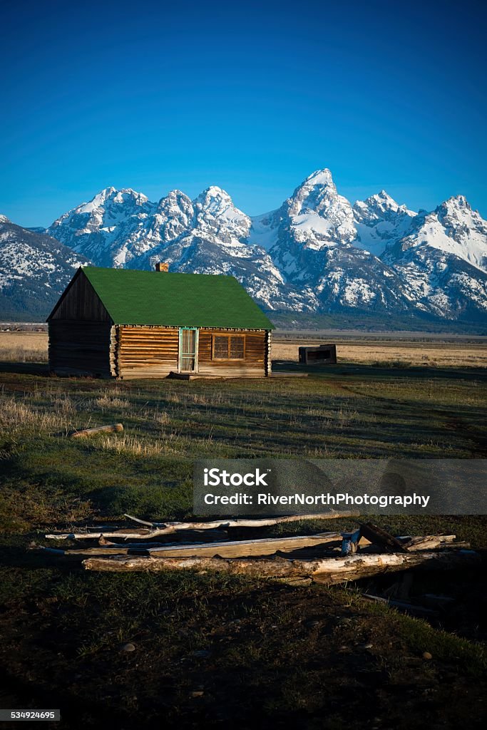Mormon Row, Grand Teton National Park One of the old abandoned barns on Mormon Row in The Grand Teton National Park in Jackson, Wyoming. Abandoned Stock Photo