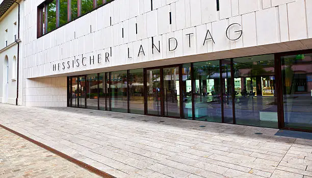entrance to the landtag in Wiesbaden
