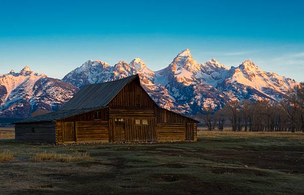 One of the old abandoned barns on Mormon Row in The Grand Teton National Park in Jackson, Wyoming.