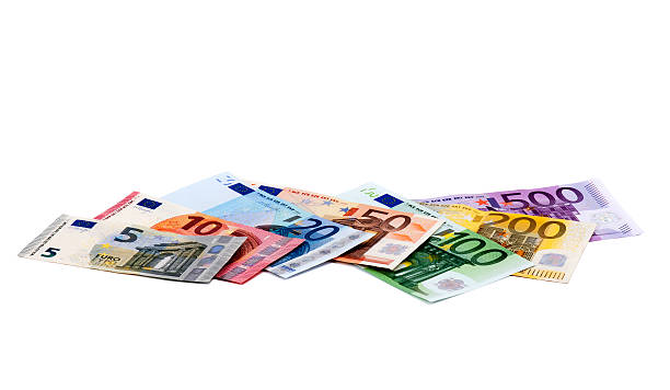 ﾀｯｷｴ banknotes - five euro banknote european union currency number 5 paper currency 뉴스 사진 이미지