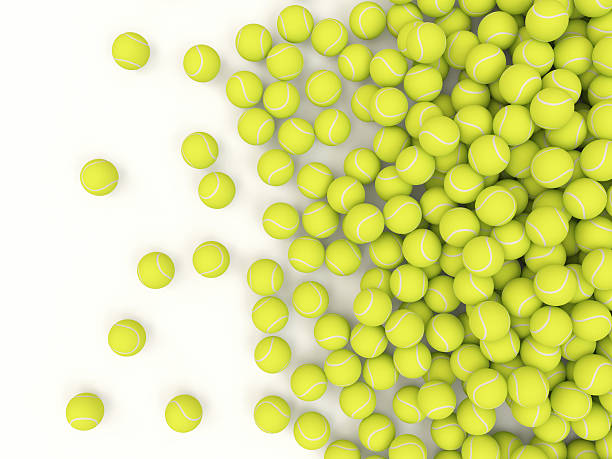 堆積テニスボールを、あなたのテキストのための場所 - tennis ball ball isolated sport ストックフォトと画像