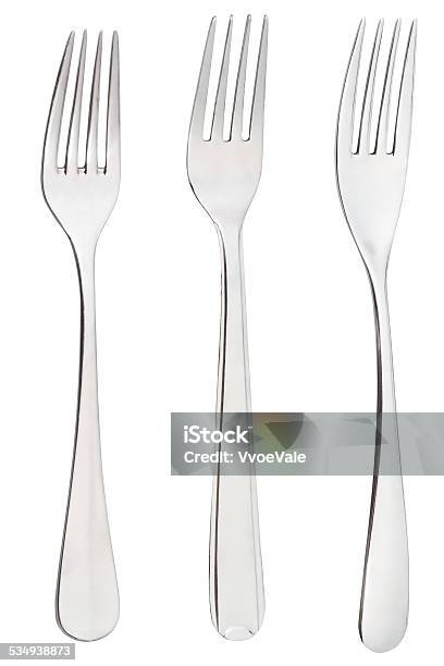 Set Of Dinner Forks Isolated On White Stock Photo - Download Image Now - 2015, Collection, Crockery