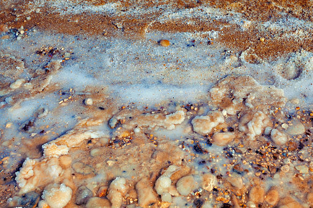 istock The Dead Sea shore, covered with salt 534938927