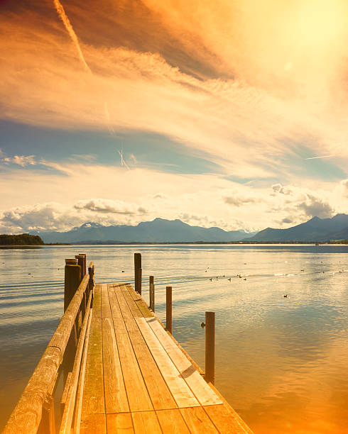 wooden jetty (173) lake chiemsee, bavaria, germany, europe