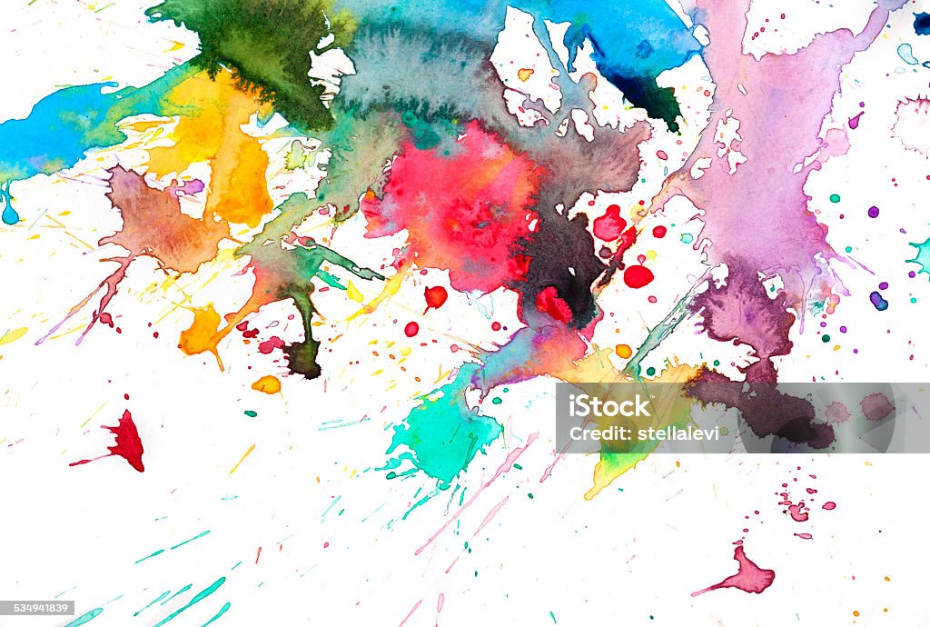 Abstract watercolor colors on paper Abstract watercolor colors and splash on a thick watercolor paper. My own work. 2015 stock illustration