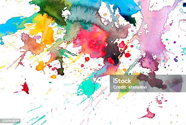 Abstract Watercolor Colors On Paper Stock Illustration - Download Image Now - 2015, Abstract, Backgrounds