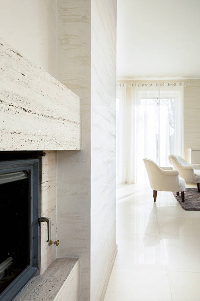 istock The fireplace in the bright living room 534945453