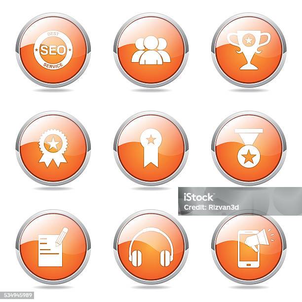 Seo Internet Sign Orange Vector Button Icon Design Set 9 Stock Illustration - Download Image Now