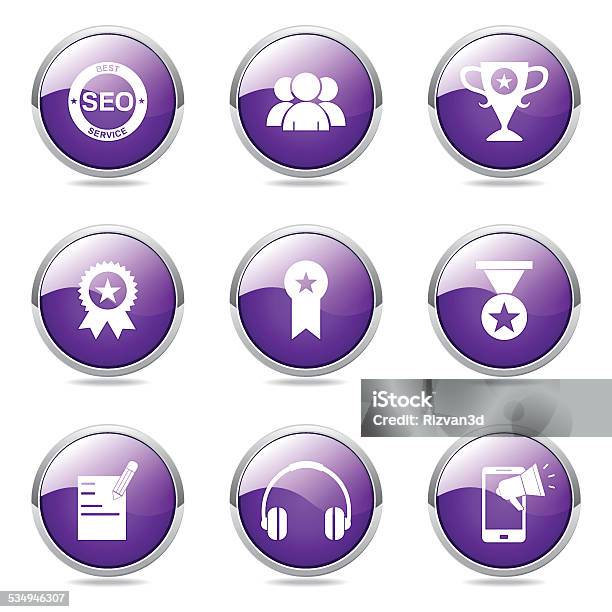 Seo Internet Sign Violet Vector Button Icon Design Set 9 Stock Illustration - Download Image Now