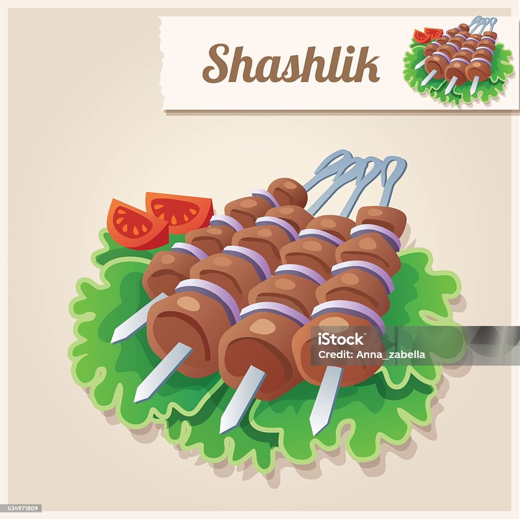 Detailed Icon. Shashlik Detailed Icon. Shashlik. Chicken Meat stock vector