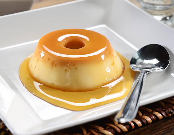 Flan Tasty flan with caramel sauce mousse dessert stock pictures, royalty-free photos & images