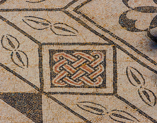 Detail Roman mosaic of the ancient Roman city "Italica" Detail of a Roman mosaic of the ancient Roman city "Italica". italica spain stock pictures, royalty-free photos & images