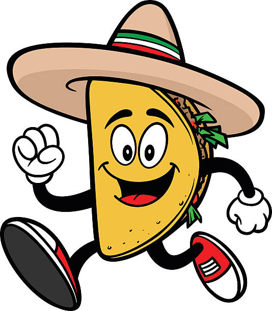 taco running - food cartoon vegetable running stock-grafiken, -clipart, -cartoons und -symbole