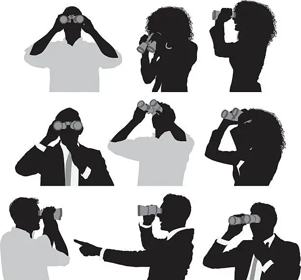 Vector illustration of People using binocular