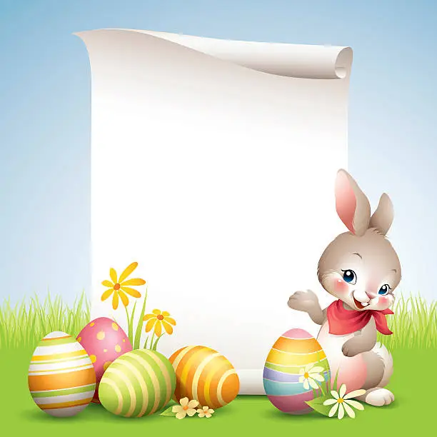 Vector illustration of Easter Bunny - Scroll