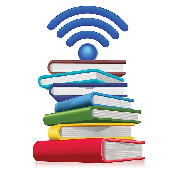 Vector illustration of Book with wi-fi