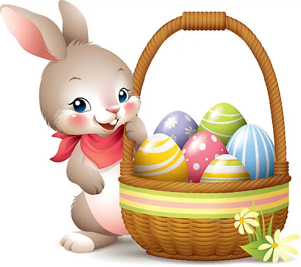 Vector illustration of Easter Bunny - Basket