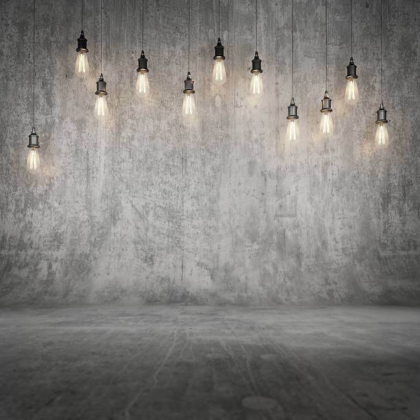 istock Mock up concrete wall and floor with background light 534978629