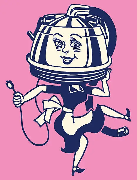 Vector illustration of Vacuum Cleaner Head Woman