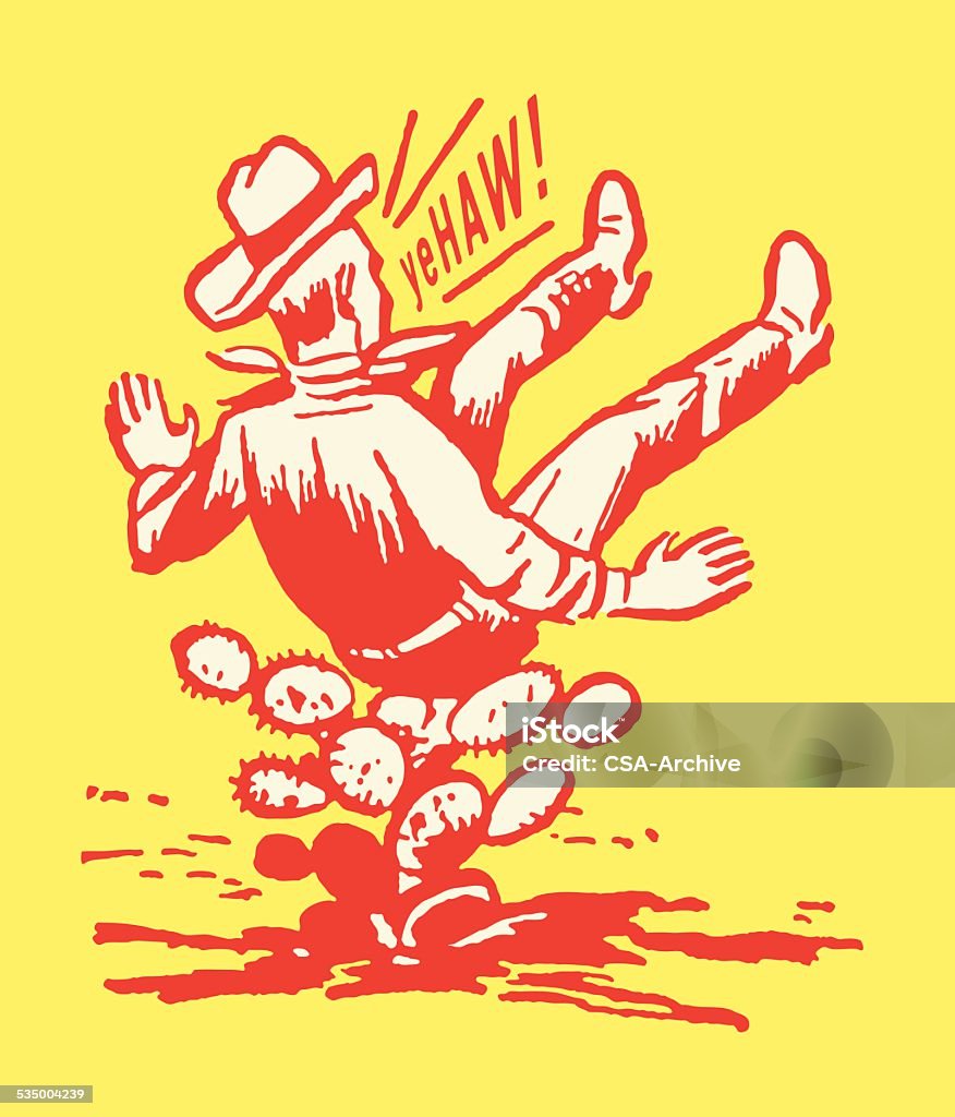 Cowboy Landing on Cactus Yehaw http://csaimages.com/images/istockprofile/csa_vector_dsp.jpg Cowboy stock vector