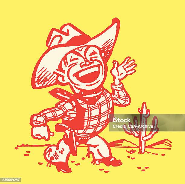 Ilustración de Cowboy Saludar Con La Mano Del Desierto y más Vectores Libres de Derechos de Gritar - Gritar, Vector, Diseño de trazado